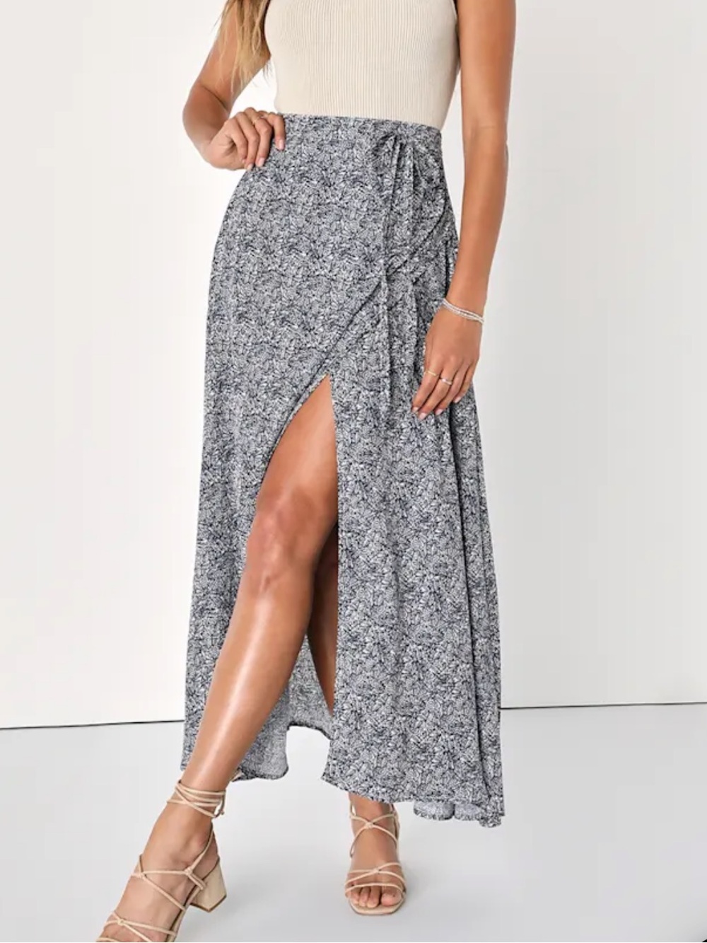 Lulu's Tempest Navy Blue Wrap Maxi Skirt